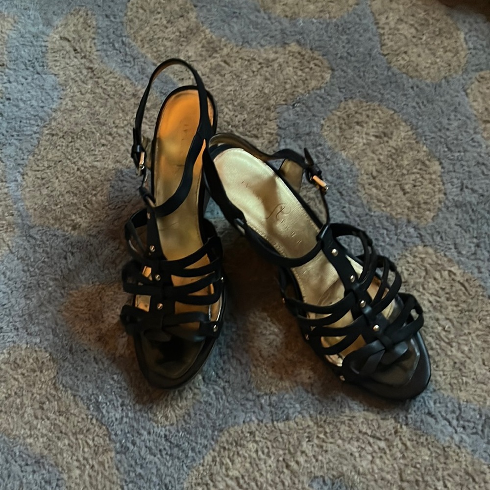 Ivanka Trump black leather and stud sandals. Size 8.5m